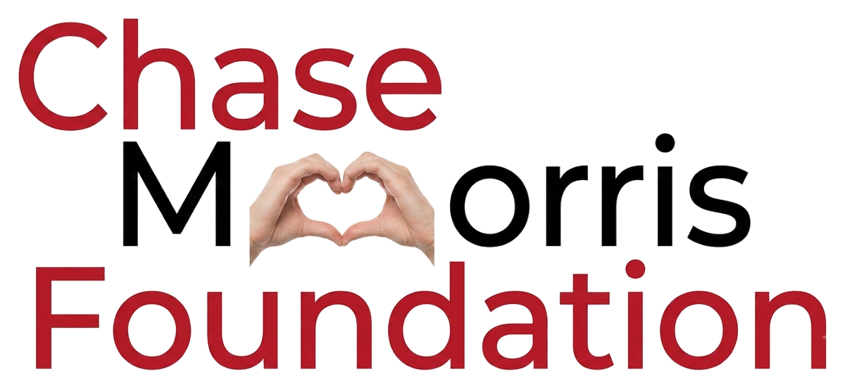 Chase Morris Foundation logo — the word Morris rendered with two hands forming a heart in place of the letter O